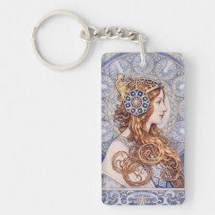 Art Nouveau Queen Portrait Key Ring