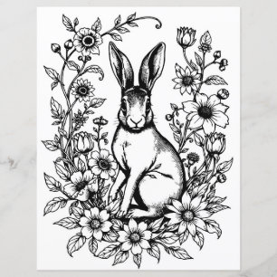 Art Nouveau Rabbit Colouring Page 2