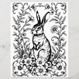 Art Nouveau Rabbit Colouring Page 3