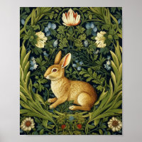 Art nouveau rabbit in the garden