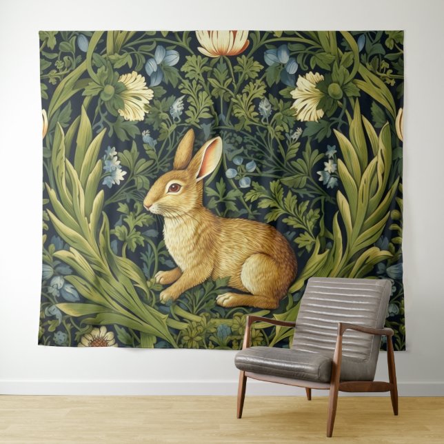 Art nouveau rabbit in the garden tapestry (In Situ (Horizontal))