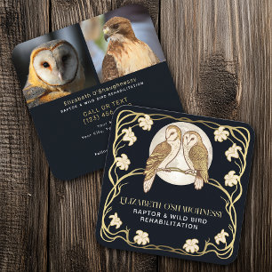Art Nouveau Raptor Bird Rehabilitation Square Business Card
