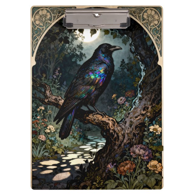 Art Nouveau Raven Clipboard (Front)