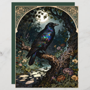 Art Nouveau Raven Scrapbook Paper