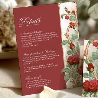 Art Nouveau Red Rose Greenery Wedding Details 