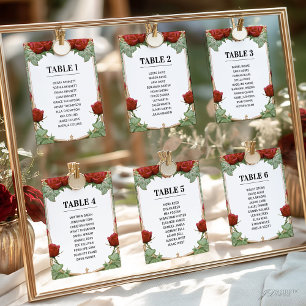 Art Nouveau Red Rose Wedding Seating Chart Card