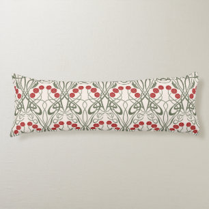 Art Nouveau Red Roses and Sinuous Stems Body Cushion