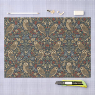 Art Nouveau Repeating Owl Floral Pattern Tissue Paper