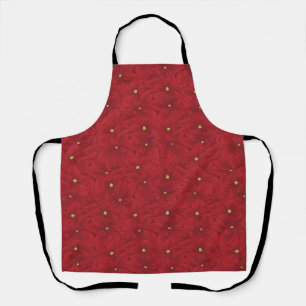 Art Nouveau Retro Red Floral Christmas Poinsettia Apron