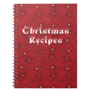 Art Nouveau Retro Red Floral Christmas Poinsettia Notebook