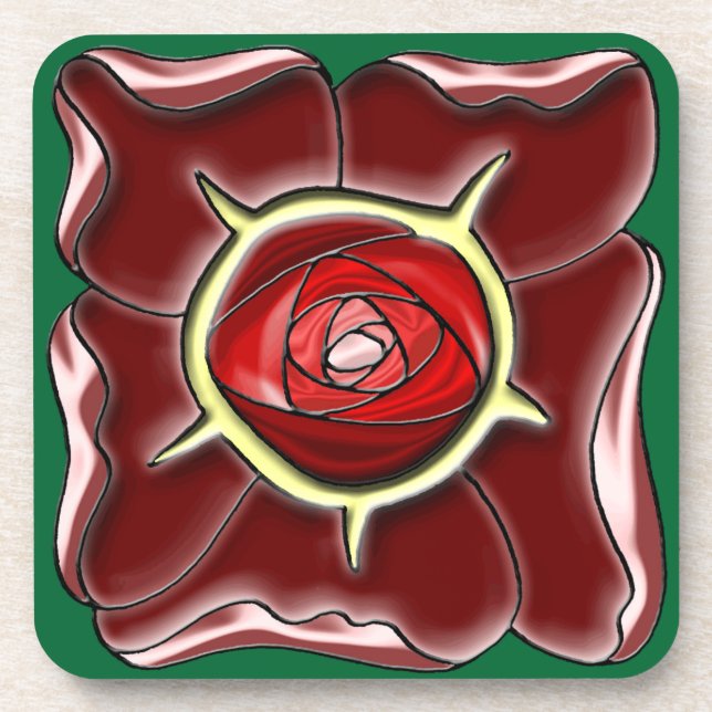 Art Nouveau rose Coaster (Front)