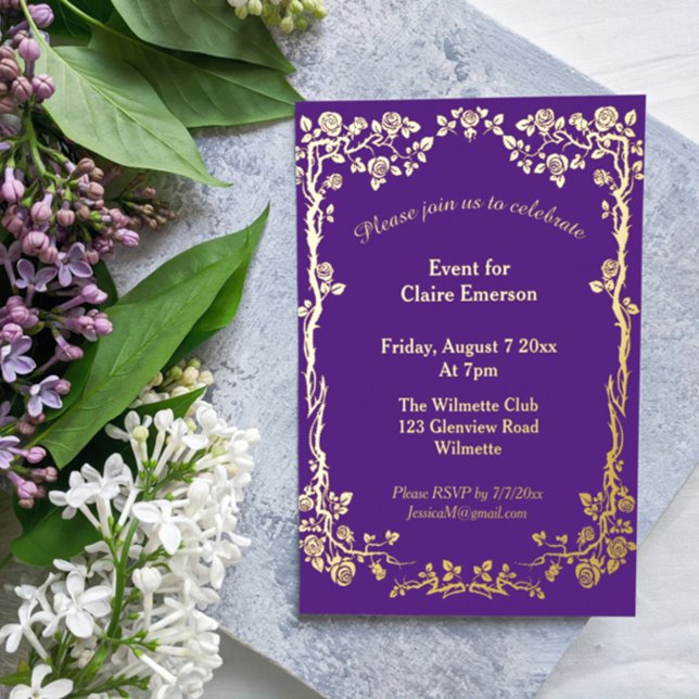 Art nouveau rose gilded foil invitation (Creator Uploaded)