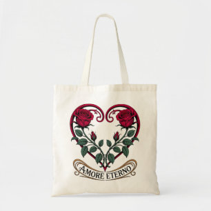 Art Nouveau Rose Heart Floral  Tote Bag