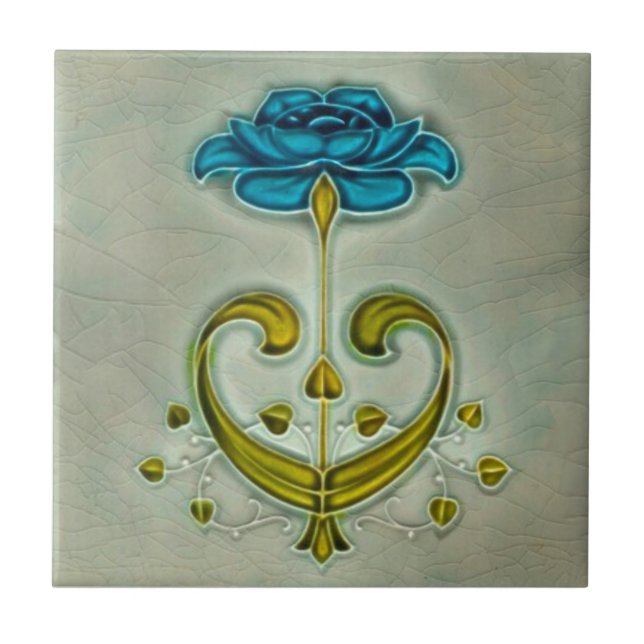 Art Nouveau Rose Sherwin & Cotton c1900 Repro Tile (Front)