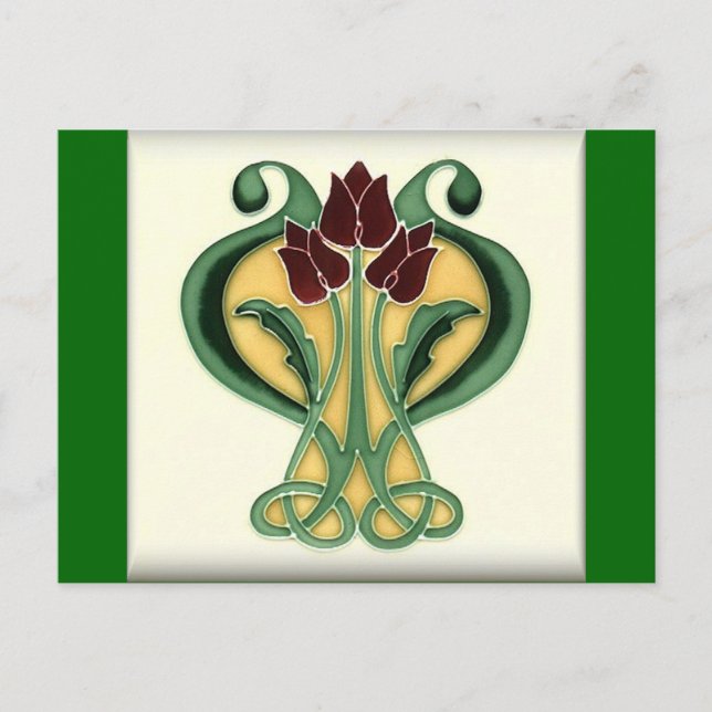 Art Nouveau Rose Tile Postcard (Front)