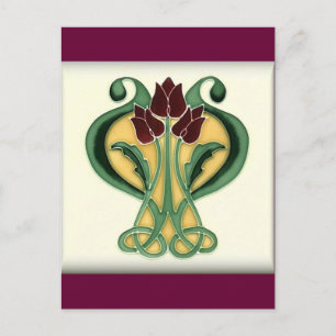 Art Nouveau Rose Tile Postcard