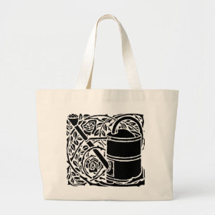 Art Nouveau Roses and Watering Can Large Tote Bag