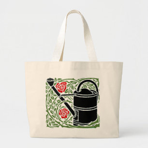 Art Nouveau Roses and Watering Can Large Tote Bag