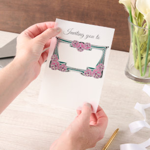 Art Nouveau roses border Vellum Invitations