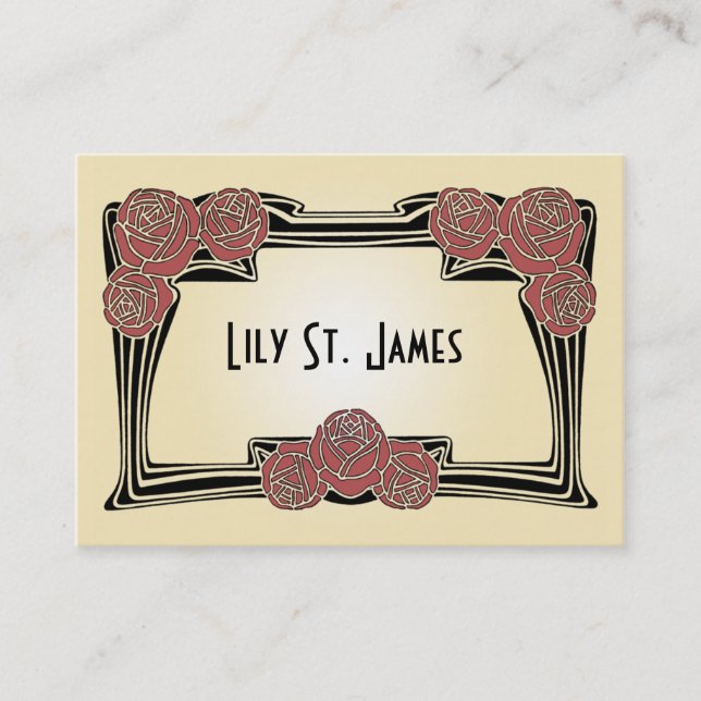 Art Nouveau Roses Chubby Card (Front)
