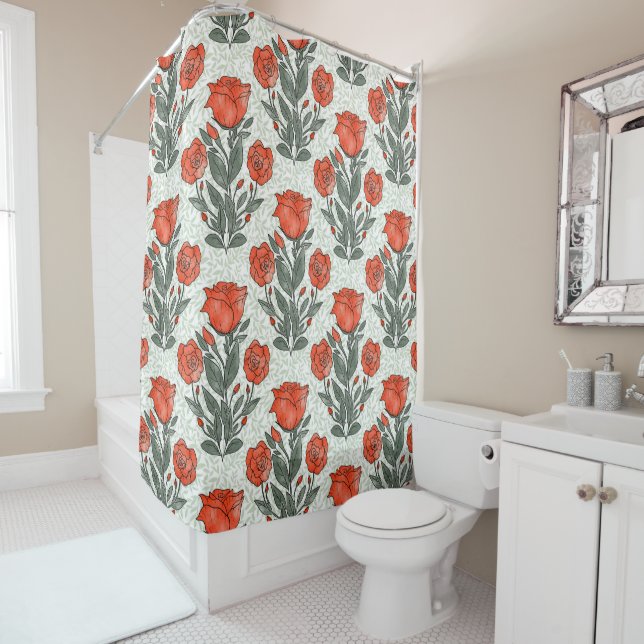 Art Nouveau roses pattern  Shower Curtain (In Situ)