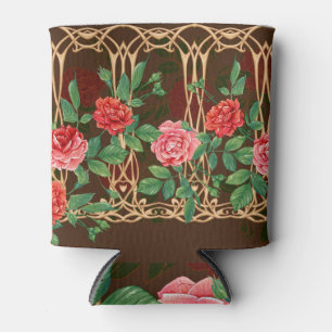 Art Nouveau Roses: Wicker Imitation Can Cooler