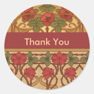 Art Nouveau RosesThank You Classic Round Sticker