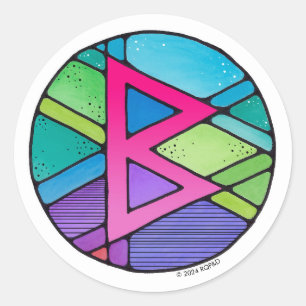 Art Nouveau Rune Berkano - MOTHER EARTH Classic Round Sticker