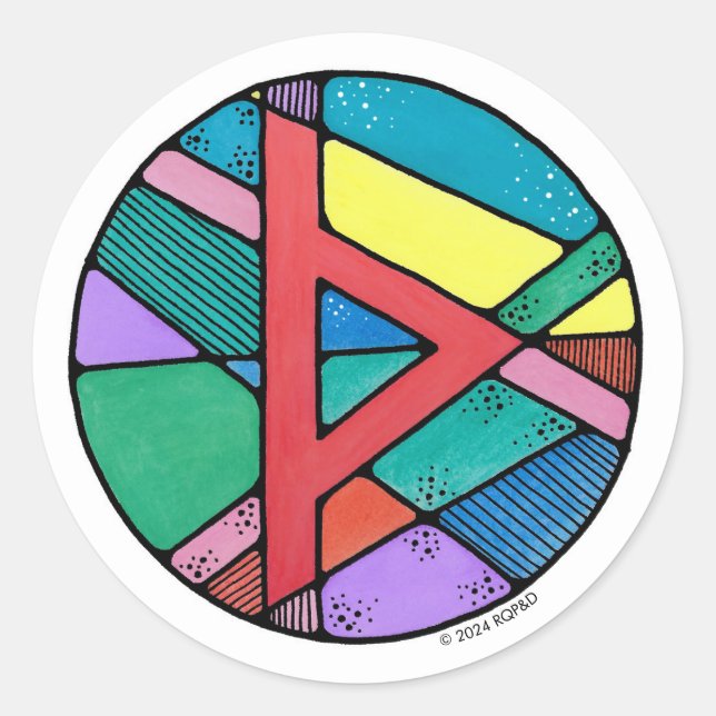 Art Nouveau Rune Thurisaz - DEFENSE Classic Round Sticker (Front)