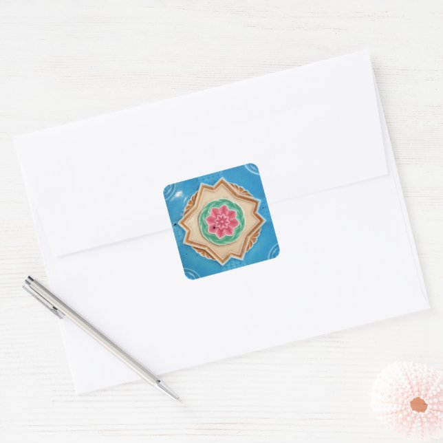 Art Nouveau’s Majolica Tiles Square Sticker (Envelope)