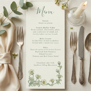 Art Nouveau Sage Floral border wedding menu