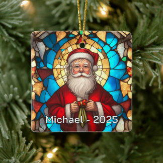 Art Nouveau Santa Ceramic Gift Ornament