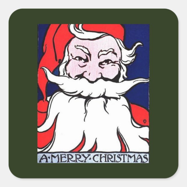 ART NOUVEAU SANTA SQUARE STICKER ENVELOPE SEAL (Front)