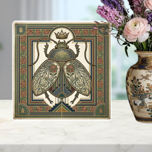 Art Nouveau Scarab Beetle Crown Jewel Design Tile
