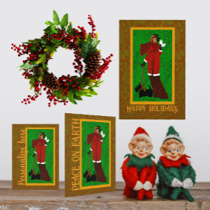 Art Nouveau Scotty Dog Holiday Card