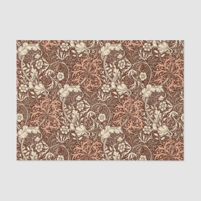 Art Nouveau Seaweed Floral, Brown and Beige Tissue Paper (Front)