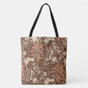 Art Nouveau Seaweed Floral, Brown and Beige Tote Bag