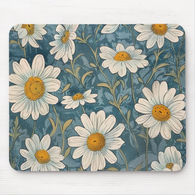 Art Nouveau Shasta Daisies Mouse Pad (Front)