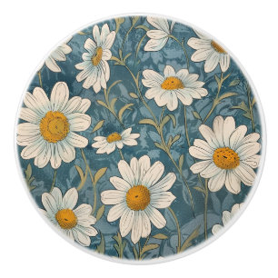 Art Nouveau Shasta Daisy Ceramic Knob