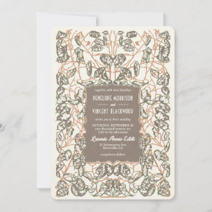 Art Nouveau Silver Dollar Plant Wedding Invitation