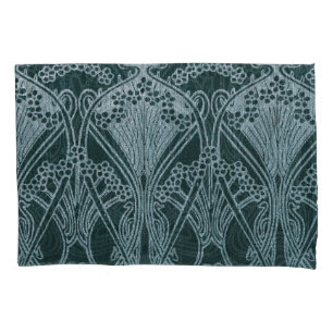 Art nouveau, silver gray blue,pattern, vintage,ret pillowcase