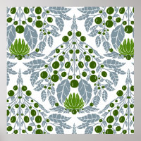 Art Nouveau Slate &Green-Vintage Floral Scallop