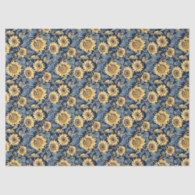  Art Nouveau Small Sunflowers  – 10lb, 17"x23" Tissue Paper (Front)