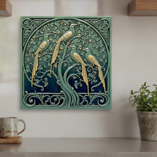Art Nouveau Songbirds Pat#11 ID1193 Tile (Creator Uploaded)