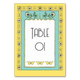 Art Nouveau Spring Dandelions and Butterflies Table Number