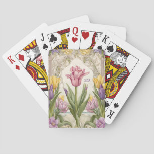 Art Nouveau Spring Tulip Dated  Playing Cards