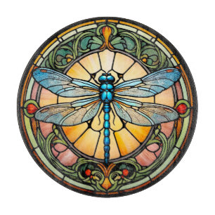 Art Nouveau Stained Glass Dragonfly Cutting Board
