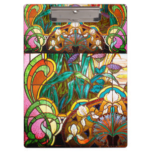 Art nouveau stained glass look floral colourful clipboard
