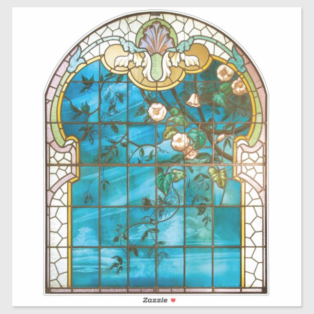 Art nouveau stained glass look floral Victorian  (Sheet)