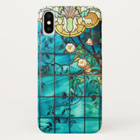 Art nouveau stained glass look floral Victorian